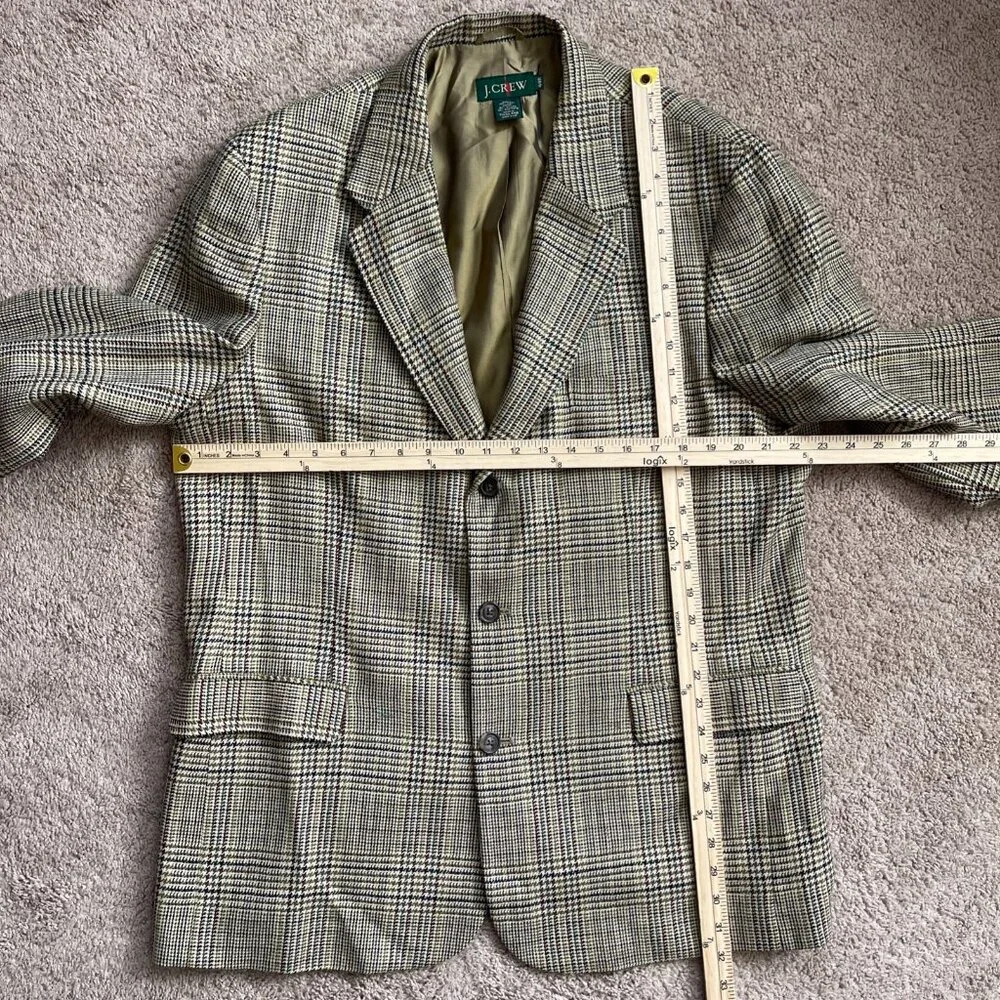 J.Crew 100% Wool Blazer Mens 44R Plaid Tweed Jacket Vintage Oarsman Classic